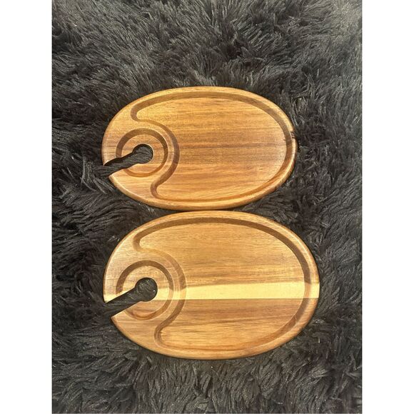 New Toscana Wood Appetizer Wine Charcuterie Plates - Picture 1 of 3